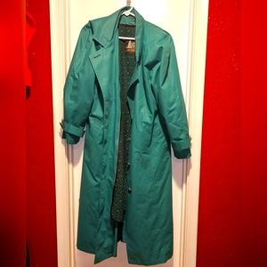London Fog trench coat size 14 green winter jacket